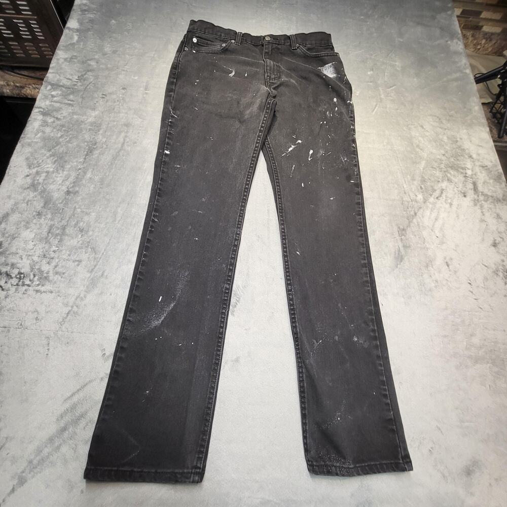 Levis 511 Jeans Mens 32x32 Black Slim Fit Stretch Paint Splatter Distressed